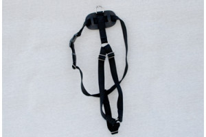 SPOR - HETZ - GÅ SELE - blød nylon - læderplade på ryg - (passer op til ca. 35 kg. hund) - sort.
