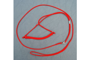 Udstillingsline/hundesnor i rød nylon. 125 cm