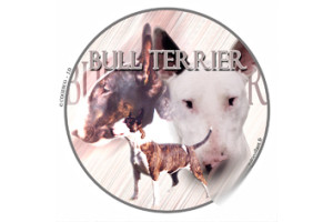 KLISTERMÆRKER - Bull Terrier - 1 stk. - Ø 14 cm.