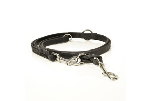 KENJAN Dobbeltline - Hundesnor i sort læder - 18 mm - 250 cm
