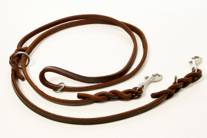 KENJAN Dobbeltline - Hundesnor i brunt læder - 12 mm - 220 cm