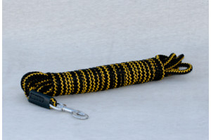 SPORLINE - blød perlon - 6 mm. - 10 m. - sort/gul - uden håndtag.